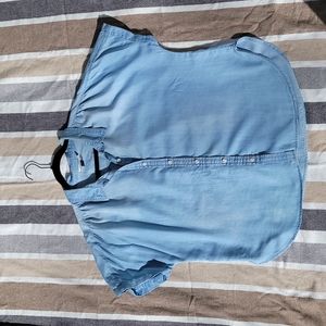 Soft denim dolman sleeve button up Tshirt xl